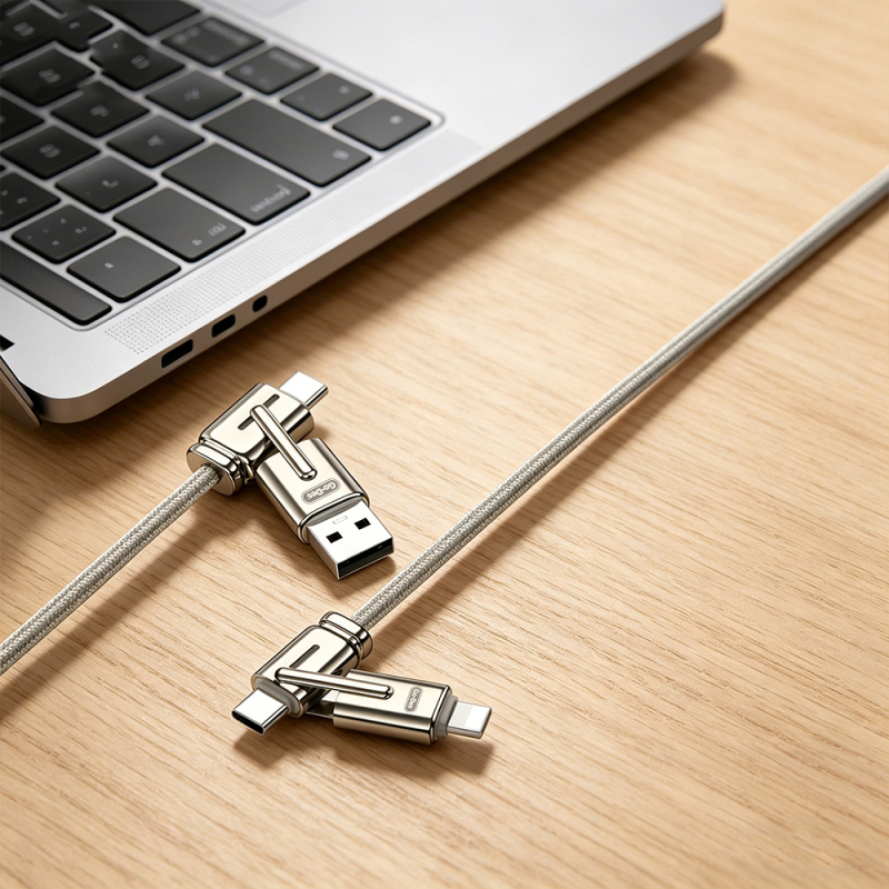 Go Des GD-UC832 4-in-1 PD Multi-USB-A + Type-C to Type-C + Lightning Charging and Data Cable - 5