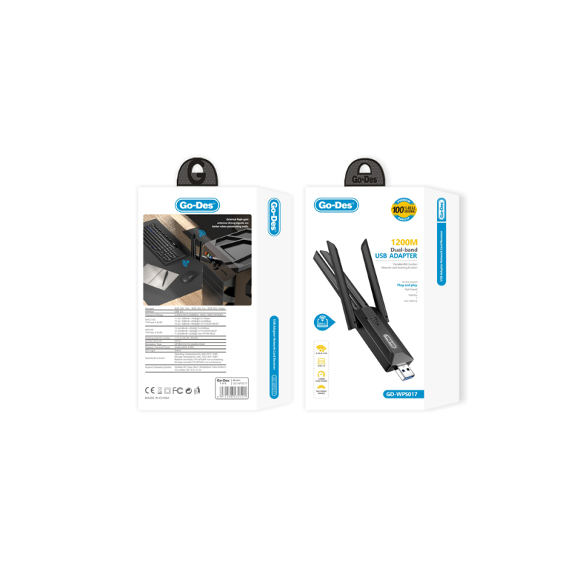 Go-Des GD-WPS017 Wi-Fi USB Adapter 1200Mbps - 8