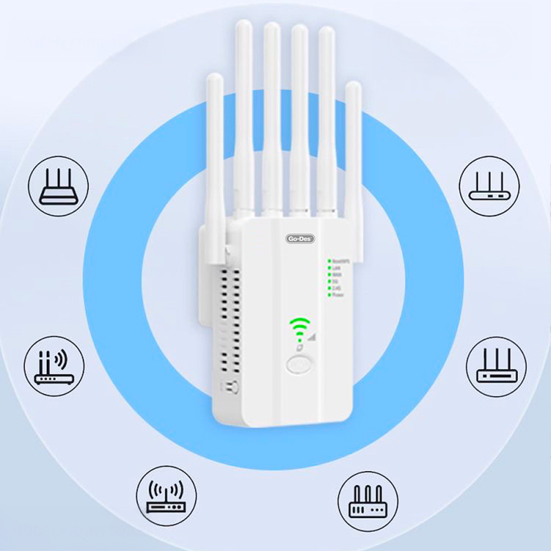 Go Des GD-WPS032 1200Mbps 6 Antenna 5GHz WiFi Signal Booster Router - 5