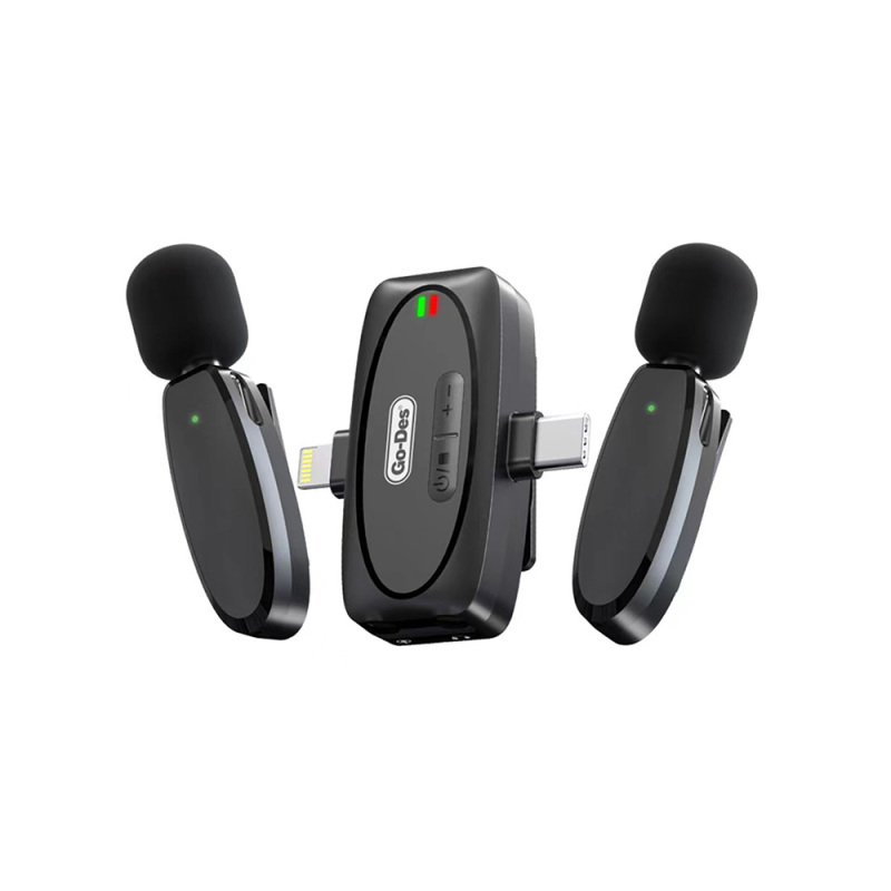 Go Des GD-WS303 2in1 Wireless Lapel Microphone with Type-C and Lightning Port - 2