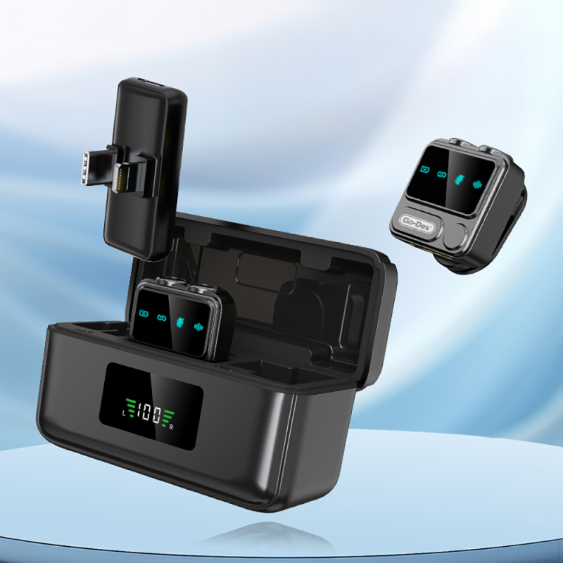 Go Des GD-WS307 2in1 Gürültü Engelleyici Özellikli Type-C ve Lightning Şarj Portlu Kablosuz Yaka Mikrofonu - 3