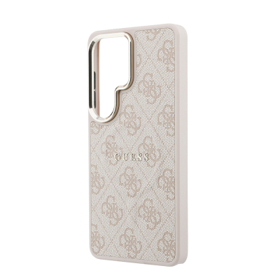 Guess Galaxy S26 Ultra Case Original Licensed M-safe Charging Feature Metal Camera Frame PU Leather 4G Patterned Text and Logo Cover - 23