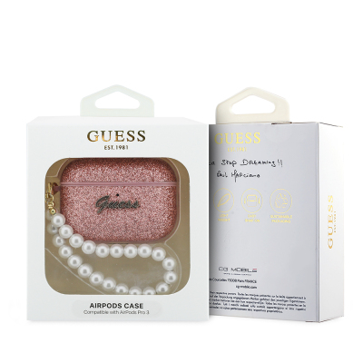 GUESS Glitter Pearl Wrist Strap Case for Apple Airpods Pro 3 - 9