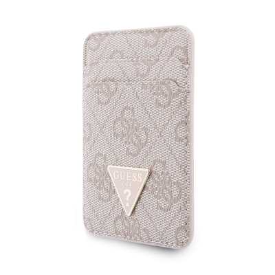Guess Original Licensed 2-in-1 Wrist Strap Cord 4G Patterned Metal Triangle Logo Magnetic Card Holder - 15