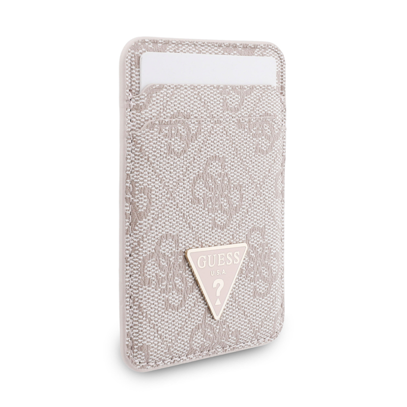 Guess Original Licensed 2-in-1 Wrist Strap Cord 4G Patterned Metal Triangle Logo Magnetic Card Holder - 16