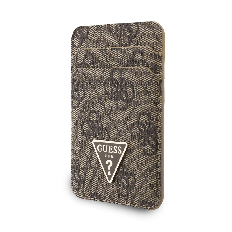 Guess Original Licensed 2-in-1 Wrist Strap Cord 4G Patterned Metal Triangle Logo Magnetic Card Holder - 5