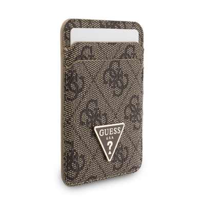 Guess Original Licensed 2-in-1 Wrist Strap Cord 4G Patterned Metal Triangle Logo Magnetic Card Holder - 6