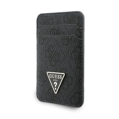 Guess Original Licensed 2-in-1 Wrist Strap Cord 4G Patterned Metal Triangle Logo Magnetic Card Holder - 10