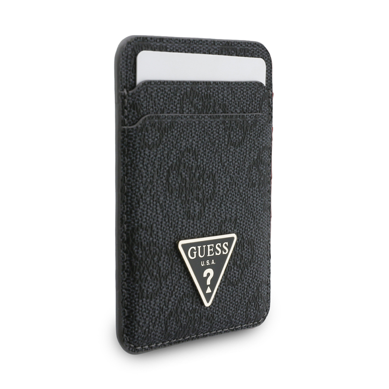 Guess Original Licensed 2-in-1 Wrist Strap Cord 4G Patterned Metal Triangle Logo Magnetic Card Holder - 11