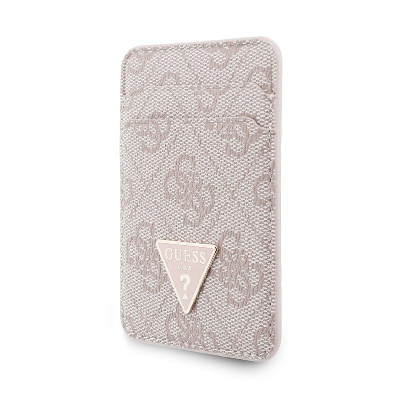 Guess Original Licensed 2-in-1 Wrist Strap Cord 4G Patterned Metal Triangle Logo Magnetic Card Holder - 15