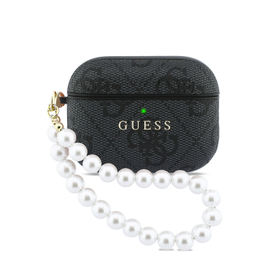 Guess Original Licensed 4G Apple AirPods Pro 3 Case with Pearl Pattern and Wrist Strap - 1