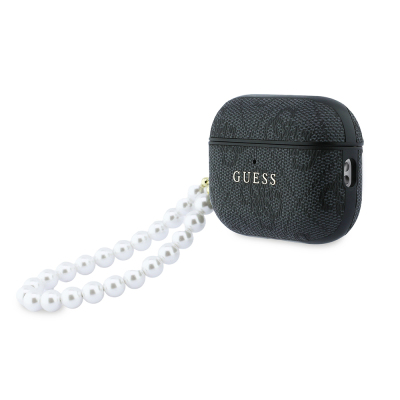 Guess Original Licensed 4G Apple AirPods Pro 3 Case with Pearl Pattern and Wrist Strap - 6