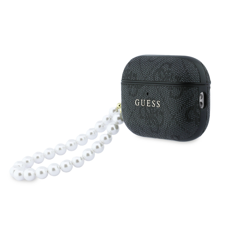 Guess Original Licensed 4G Apple AirPods Pro 3 Case with Pearl Pattern and Wrist Strap - 6