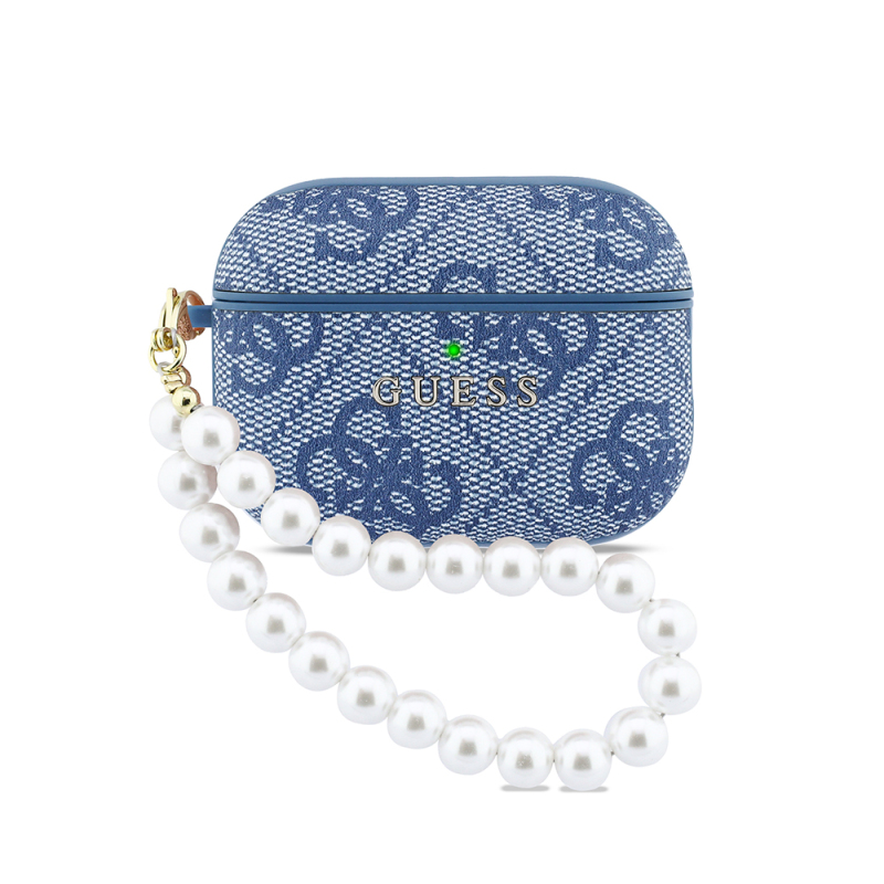Guess Original Licensed 4G Apple AirPods Pro 3 Case with Pearl Pattern and Wrist Strap - 2