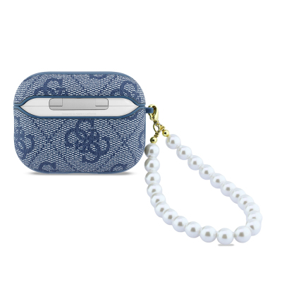 Guess Original Licensed 4G Apple AirPods Pro 3 Case with Pearl Pattern and Wrist Strap - 8