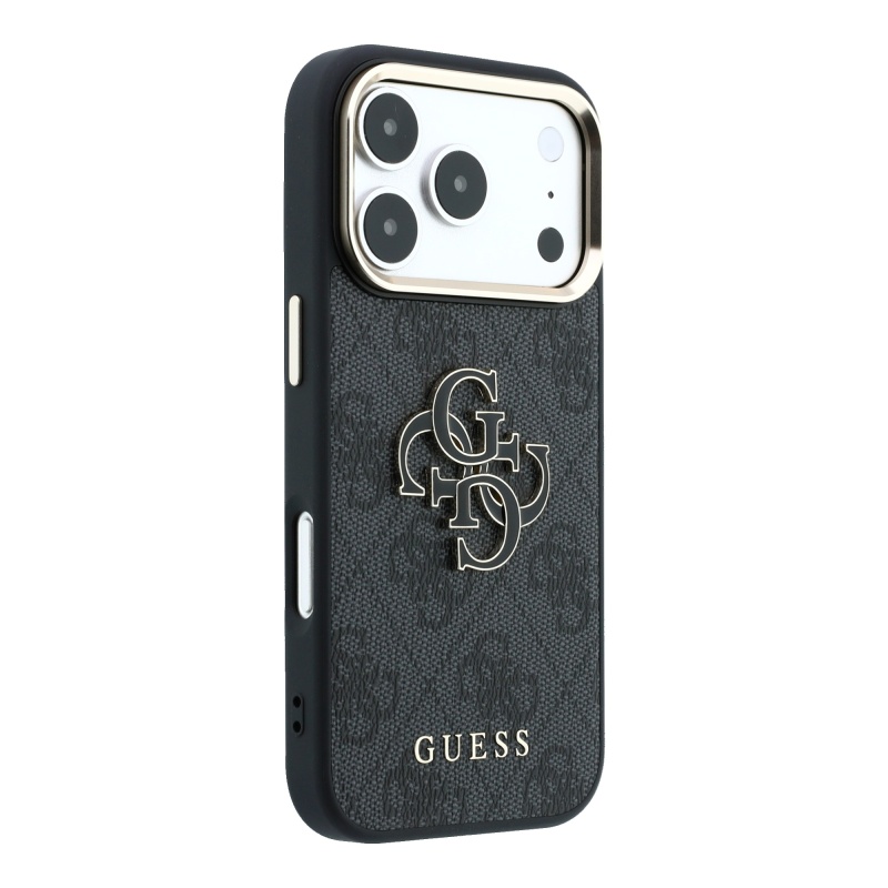 Guess Original Licensed 4G Apple iPhone 18 Pro Case Big Resin Logo and PU Cover - 13