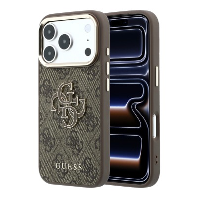 Guess Original Licensed 4G Apple iPhone 18 Pro Case Big Resin Logo and PU Cover - 3