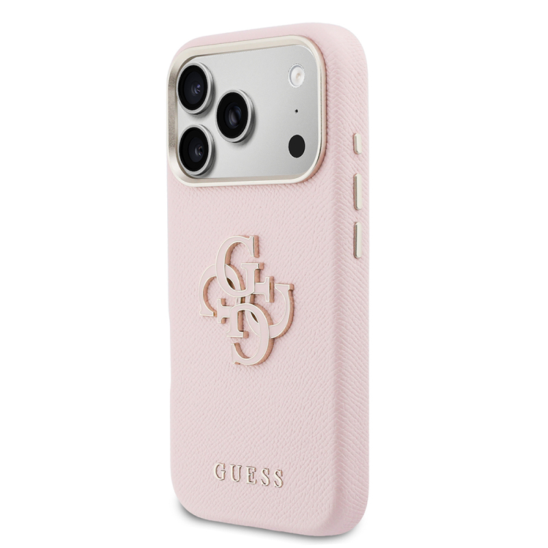 Guess Original Licensed 4G Case for Apple iPhone 17 Pro Max with Large Metal Camera Frame and PU Leather Resin Cover - 10