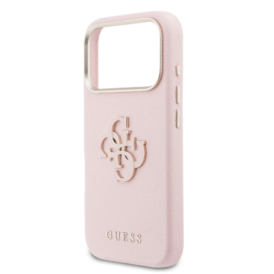 Guess Original Licensed 4G Case for Apple iPhone 17 Pro Max with Large Metal Camera Frame and PU Leather Resin Cover - 14