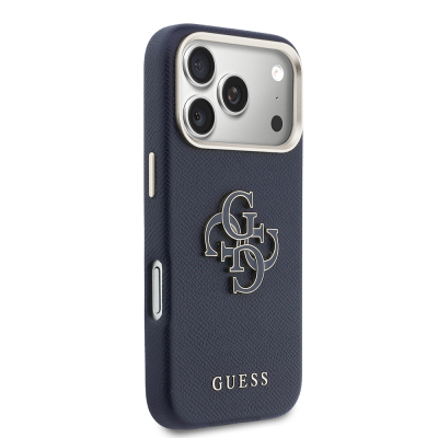 Guess Original Licensed 4G Case for Apple iPhone 17 Pro Max with Large Metal Camera Frame and PU Leather Resin Cover - 20