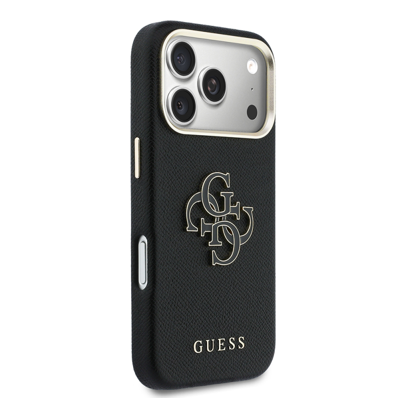 Guess Original Licensed 4G Case for Apple iPhone 17 Pro Max with Large Metal Camera Frame and PU Leather Resin Cover - 28