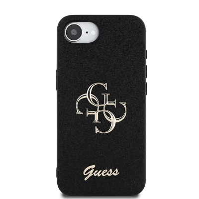 Guess Original Licensed 4G Case for Apple iPhone 17E with Large Metal Logo and Glitter Cover - 11