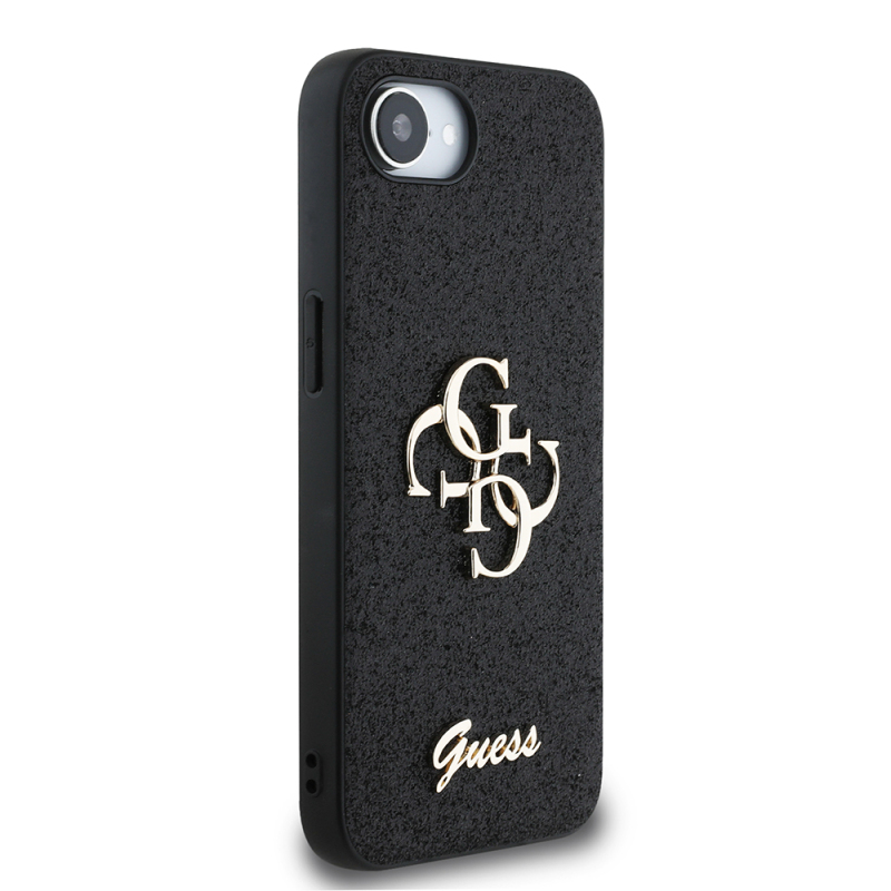 Guess Original Licensed 4G Case for Apple iPhone 17E with Large Metal Logo and Glitter Cover - 12