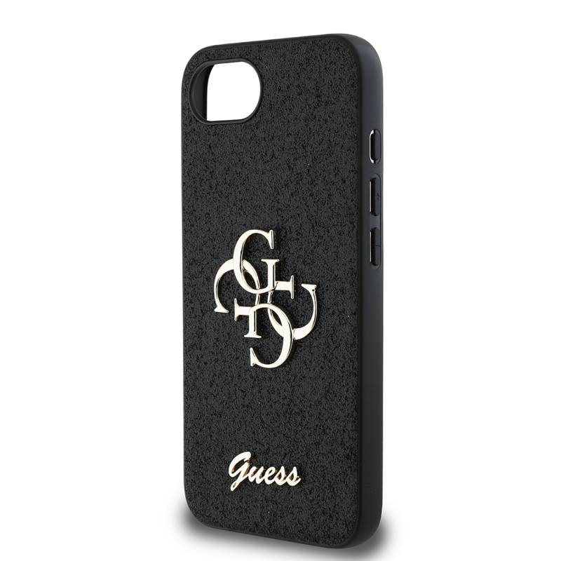 Guess Original Licensed 4G Case for Apple iPhone 17E with Large Metal Logo and Glitter Cover - 14