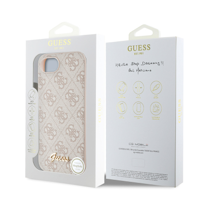 Guess Original Licensed 4G Case for Apple iPhone 17E with Patterned Script Metal Logo Cover - 17
