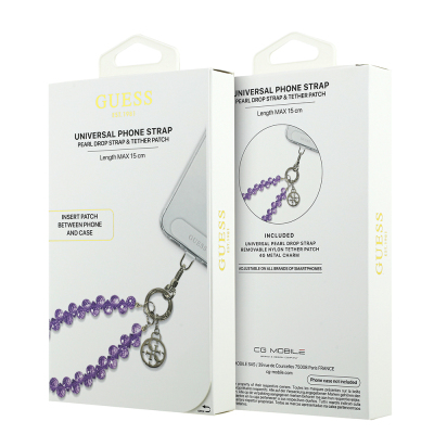 Guess Original Licensed 4G Metal Logo Crystal Stone Phone Wrist Strap Chain - 8