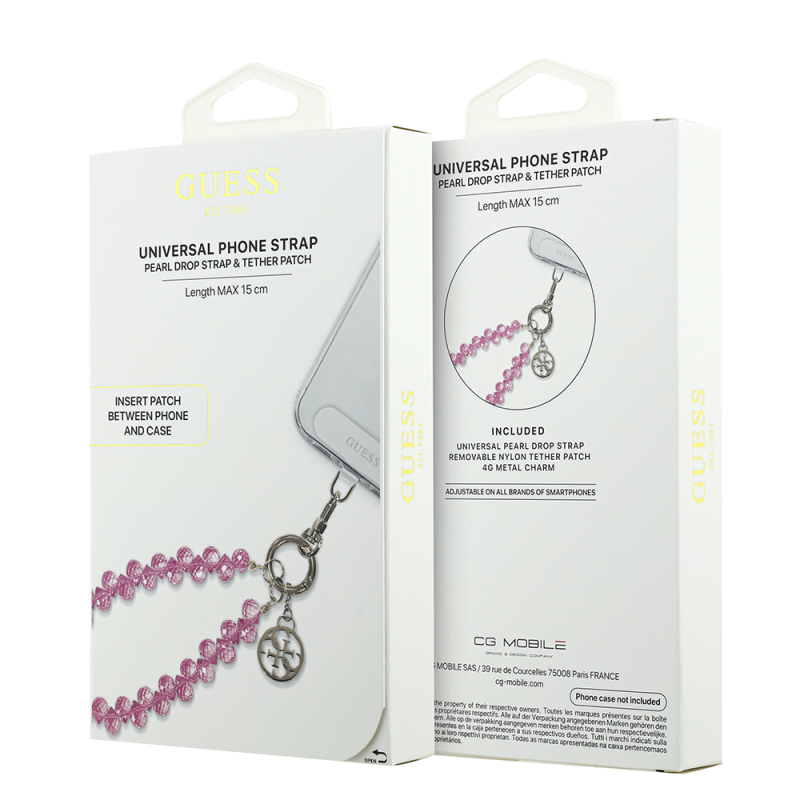 Guess Original Licensed 4G Metal Logo Crystal Stone Phone Wrist Strap Chain - 11