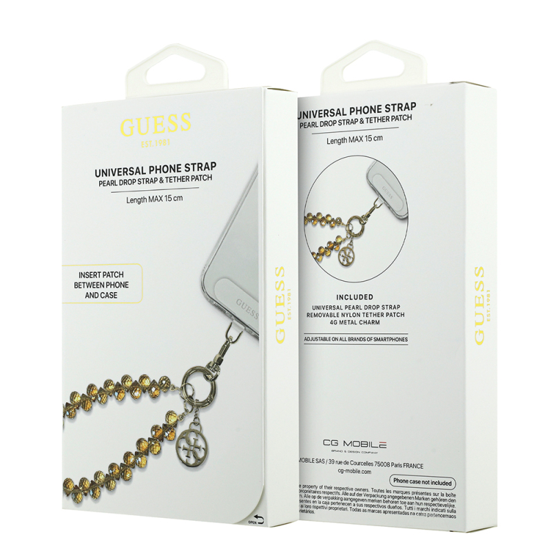Guess Original Licensed 4G Metal Logo Crystal Stone Phone Wrist Strap Chain - 14