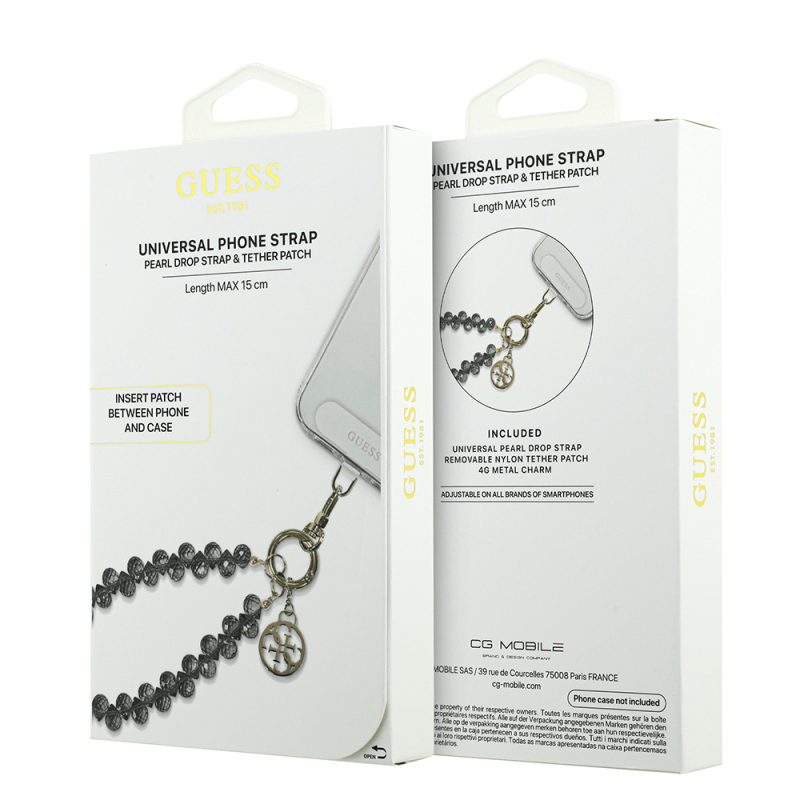 Guess Original Licensed 4G Metal Logo Crystal Stone Phone Wrist Strap Chain - 17