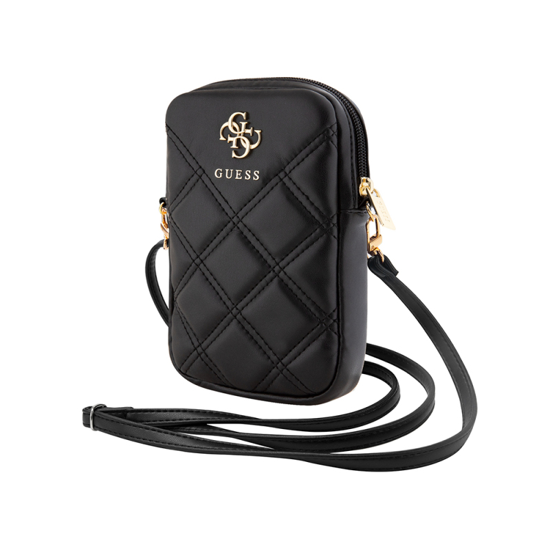 Guess Original Licensed 4G Metal Logo Quilted Pattern Zippered PU Leather Crossbody Bag - 1