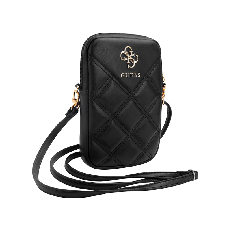 Guess Original Licensed 4G Metal Logo Quilted Pattern Zippered PU Leather Crossbody Bag - 3