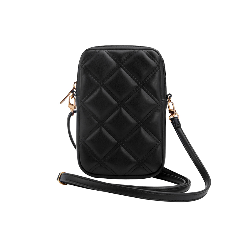 Guess Original Licensed 4G Metal Logo Quilted Pattern Zippered PU Leather Crossbody Bag - 4