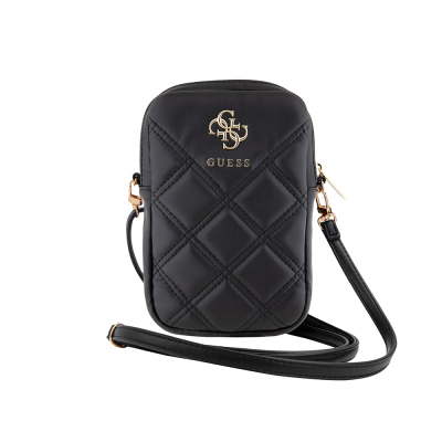 Guess Original Licensed 4G Metal Logo Quilted Pattern Zippered PU Leather Crossbody Bag - 2
