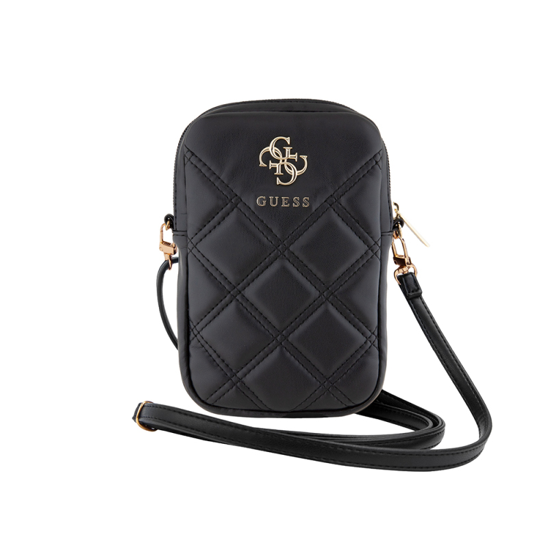 Guess Original Licensed 4G Metal Logo Quilted Pattern Zippered PU Leather Crossbody Bag - 2