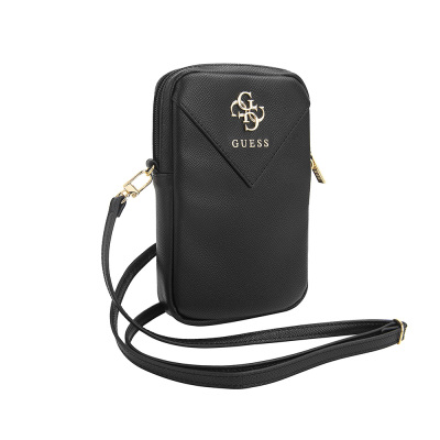 Guess Original Licensed 4G Metal Logo Zippered PU Leather Crossbody Body Bag - 4