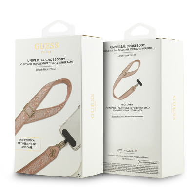 Guess Original Licensed 4G Pattern and Metal Logo Crossbody Phone Strap 150cm - 12