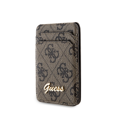 Guess Original Licensed 4G Patterned Metal Script Logo Magnetic Card Holder - 4