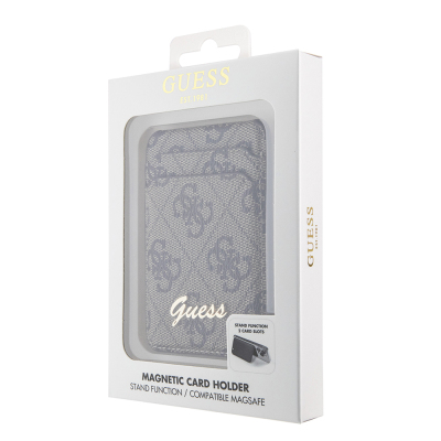 Guess Original Licensed 4G Patterned Metal Script Logo Magnetic Card Holder - 7