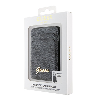 Guess Original Licensed 4G Patterned Metal Script Logo Magnetic Card Holder - 12