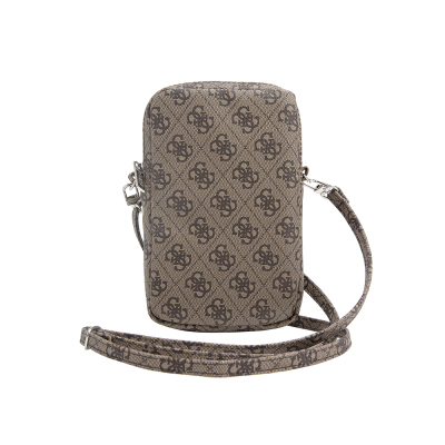 Guess Original Licensed 4G Patterned Triangle Logo Zippered Crossbody Bag - 4