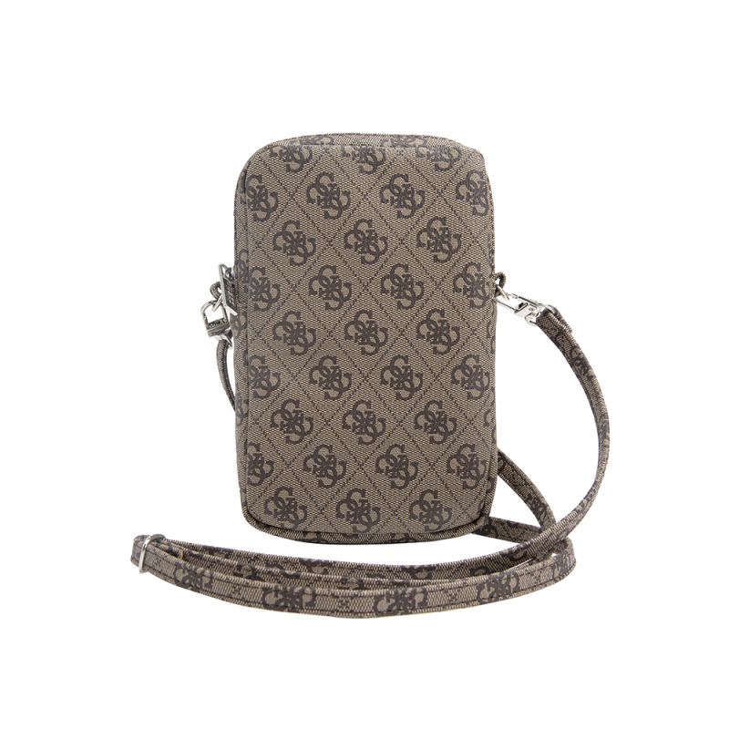 Guess Original Licensed 4G Patterned Triangle Logo Zippered Crossbody Bag - 4