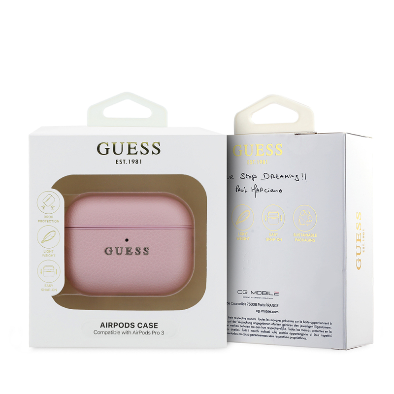 Guess Original Licensed Apple AirPods Pro 3 Case with Keychain PU Leather Cover - 5