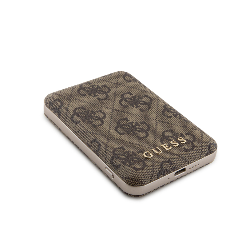 Guess Original Licensed Digital LED Indicator PU Leather 4G Patterned Metal Text Logo Powerbank 5000mAh 15W - 7