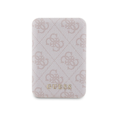 Guess Original Licensed Digital LED Indicator PU Leather 4G Patterned Metal Text Logo Powerbank 5000mAh 15W - 5