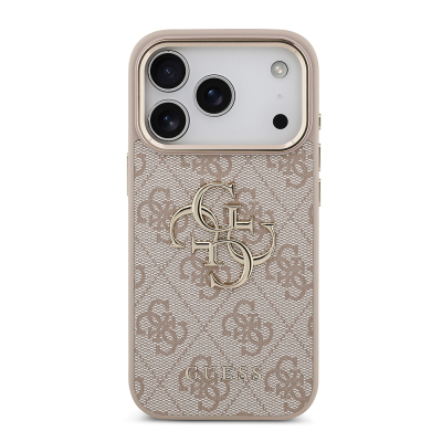 Guess Original Licensed Gold Metal Camera Frame Case with 4G Design and Large Metal Logo and Text - Apple iPhone 18 Pro Cover - 9