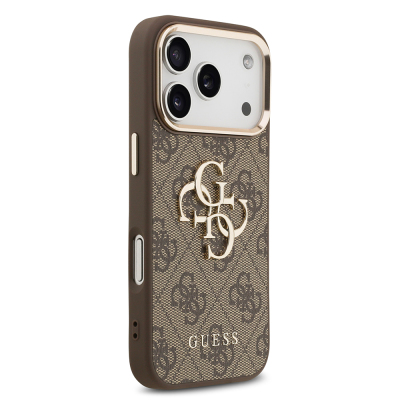 Guess Original Licensed Gold Metal Case with Camera Frame, 4G Design, Large Metal 4G and Text Logo for Apple iPhone 18 Pro Max. - 14
